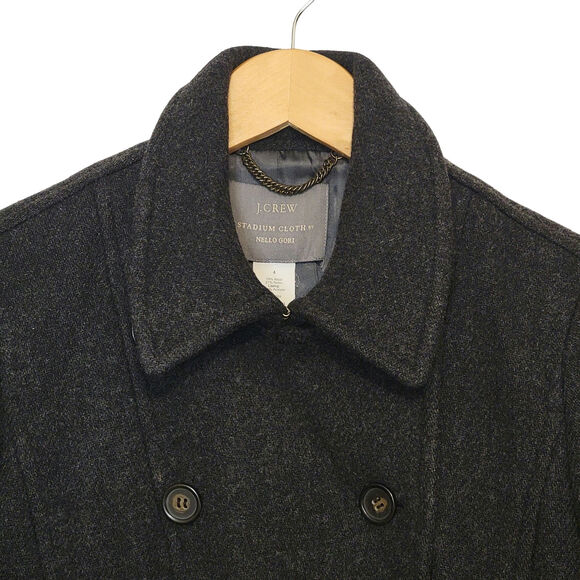 J Crew Stadium Cloth by Nello Gori Peacoat Double Breasted Wool Gray Size 4 - Picture 6 of 16